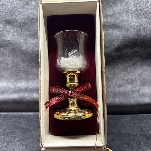 NIB Baldwin Brass & Glass Candle Holder Votive Classic 6" Tall - Picture 1 of 6